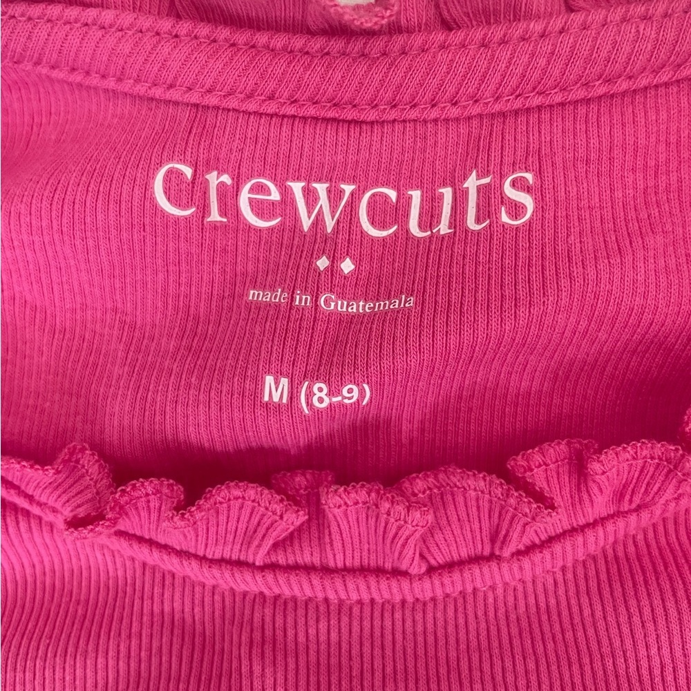 Crewcuts Bright Pink Ribbed Ruffle Tank